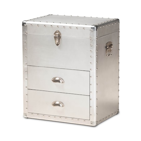 Baxton Studio Serge Silver Metal 2-Drawer Accent Storage Chest 160-10244